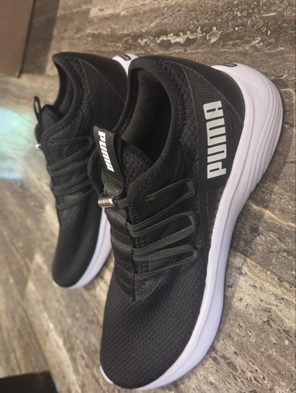 Puma Men’s Black and White Low-Top Sneakers - US 8 Size